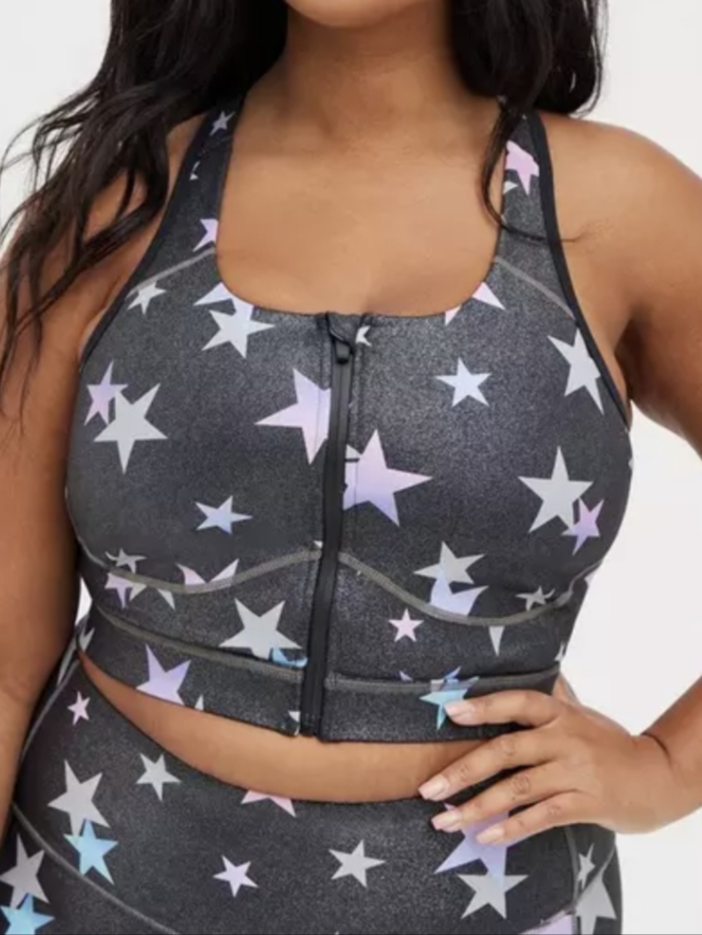 Torrid Zip Front Longline Low-Impact Sports Bra Performance Core Grey Shine - 4